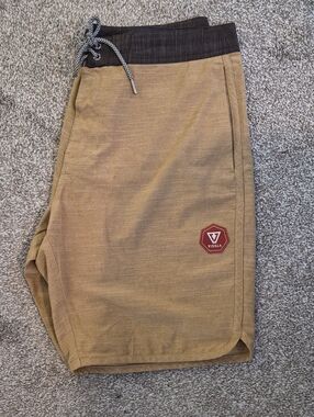 VISSLA Tan Boardshorts with Dark Contrast Waistband